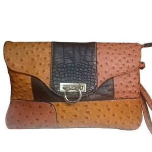 Mona Mia Collezione Handmade Ostrich Embossed Leather Clutch SKUCH092